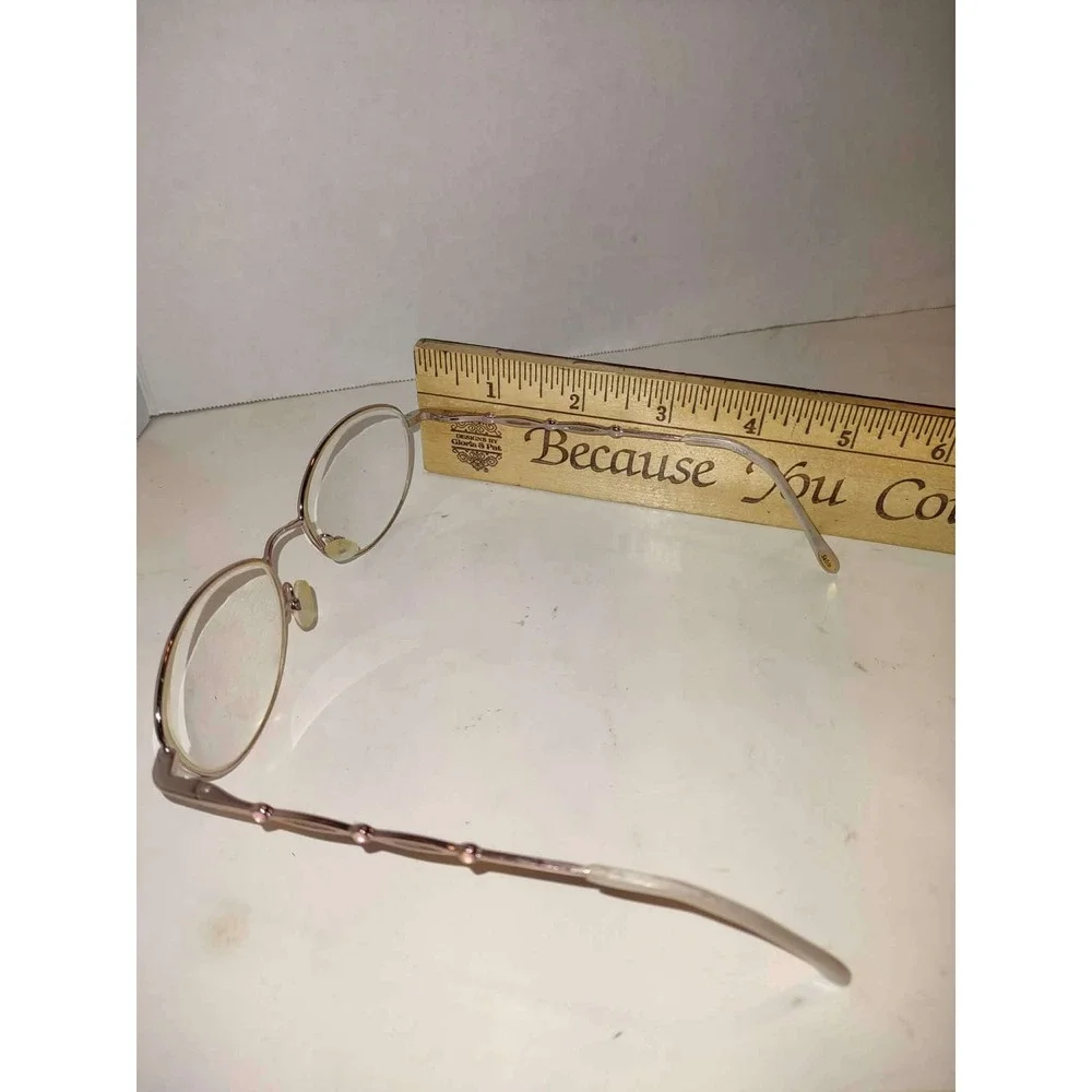 Safilo Vintage Rose Gold Metal Oval Eyeglasses Frames Italy 90s Retro Office